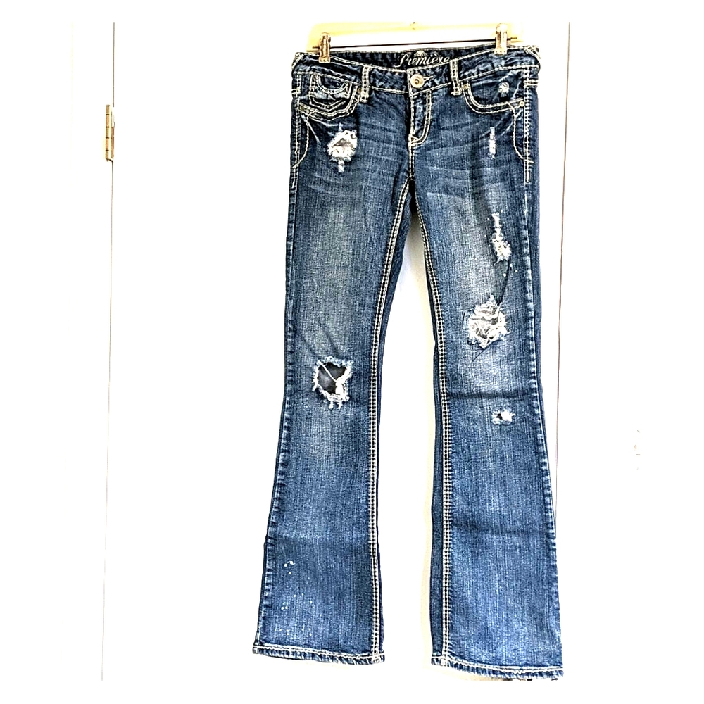 Faded blue jeans